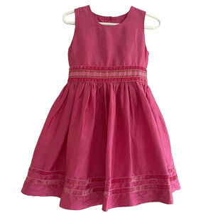 Lilly Pulitzer Girls Dress Size 4 100% Silk Lined Pink &‎ Green Party